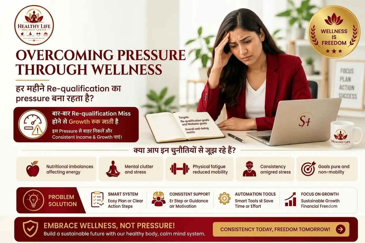 Overcoming Pressure Through Wellness — re-qualification pressure से बाहर निकलने का poster